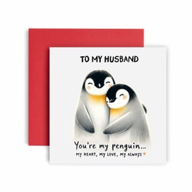 Huxters Penguin Anniversary Valentines Day Card for Husband - You are My Penguin - Lovely Husband Wedding Anniversary Card - 14.8cm