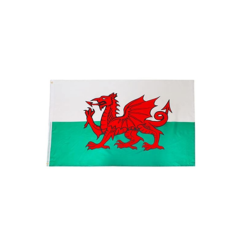 5Ft X 3Ft Wales Welsh Flag With Eyelets Red Dragon