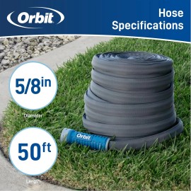 Orbit 50ft Heavy Duty Fabric Garden Hose Kink Free Durable UV Resistant