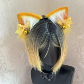 Ekwikzz Cat Cosplay Ears Cat Ears Headbands Clips Accessories Punk Gothic YE Bow GD Bell YE