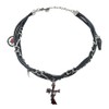 QINHE Gothic Leather Choker Necklace with Cross Pendant, Metal Chain