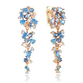 Richapex Crystal Dangle Earrings for Women Huggie Drop Earrings Elegant Trendy Blue Pure Crystal Jewelry
