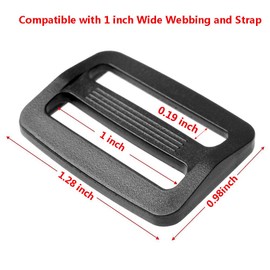 Bestgle 100pcs 1 inch Plastic Tri-Glide Slides Buckles Kit Adjustable Webbing Strap Triglides Slider Button for Belt Backpack and Bags