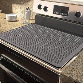 VANKUTL Stove Covers for Stove Top - Silicone Electric Stove Cover Mat - 28 x 20 Ceramic stove guard stove top protector, Heat Resistant Glass Cooktop Cover, Dish Drying Mats for Kitchen (Gray)