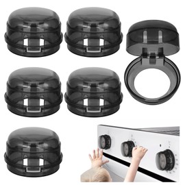 5-Pack Stove Knob Covers for Child Safety - Heat Resistant Gas Stove Lock, Baby Proof Oven Knob Guard, Easy Install Black Covers for Toddlers and Pets
