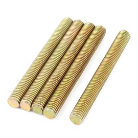 Sourcingmap 1.25mm Pitch M8 x 75mm Male Threaded Rod Bar Brass Tone 5 Pcs