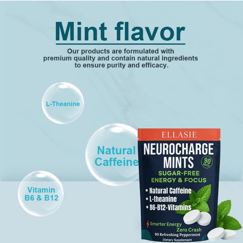 NeuroCharge Energy & Focus Gum (Peppermint, 90 Pieces) | 80mg