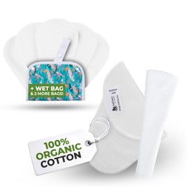 Basic Line Reusable Pantiliners, Pack of 7, TANGA, Organic Cotton, Plain White, White Background