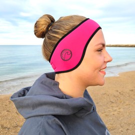 SwimCell Neoprene Swimming Headband - Ear Protection for Swimming - Reversible and Adjustable Ear Covers - Swim Ear Protection - 4mm Neoprene Ear Band for Men and Women - Pink