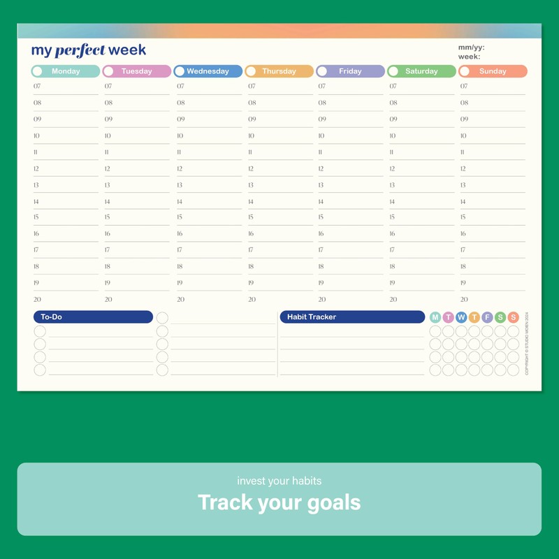 50 Sheets Weekly Planner A4 Size 29.7 x 21 cm