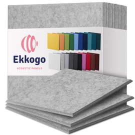 Ekkogo Acoustic Panels 12-Pack - 12"X12"X0.4" Sound Panels - High Density Sound Dampening - Smoky White Square