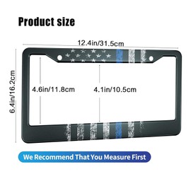 HOSNYE USA Police Flag License Plate Frame Blue Line Grunge Design Metal License Plate Cover Front Plates Frames Car Tag Frame for Women Men US Vehicles Standard