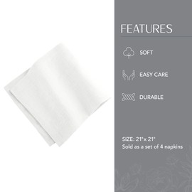 Villeroy and Boch La Classica Luxury Linen Fabric Napkin (Set of 4), 21"x21", White