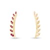 Simulated Ruby Ear Crawler Cuff Earrings 14k Yellow Gold Over