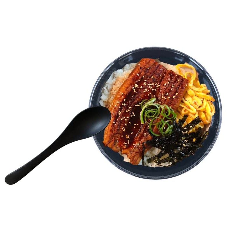 Lucky Star Melamine Mixing Serving Soup Spoon, 7-3/4” Long, Black,