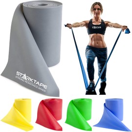 Starktape -Resistance Bands Fitness Band Professional Roll Physiotherapy Elastic Exercise Fitness Workout Band for Upper and Lower Body Pilates Rehab Yoga Pilates Training X-Heavy Grey