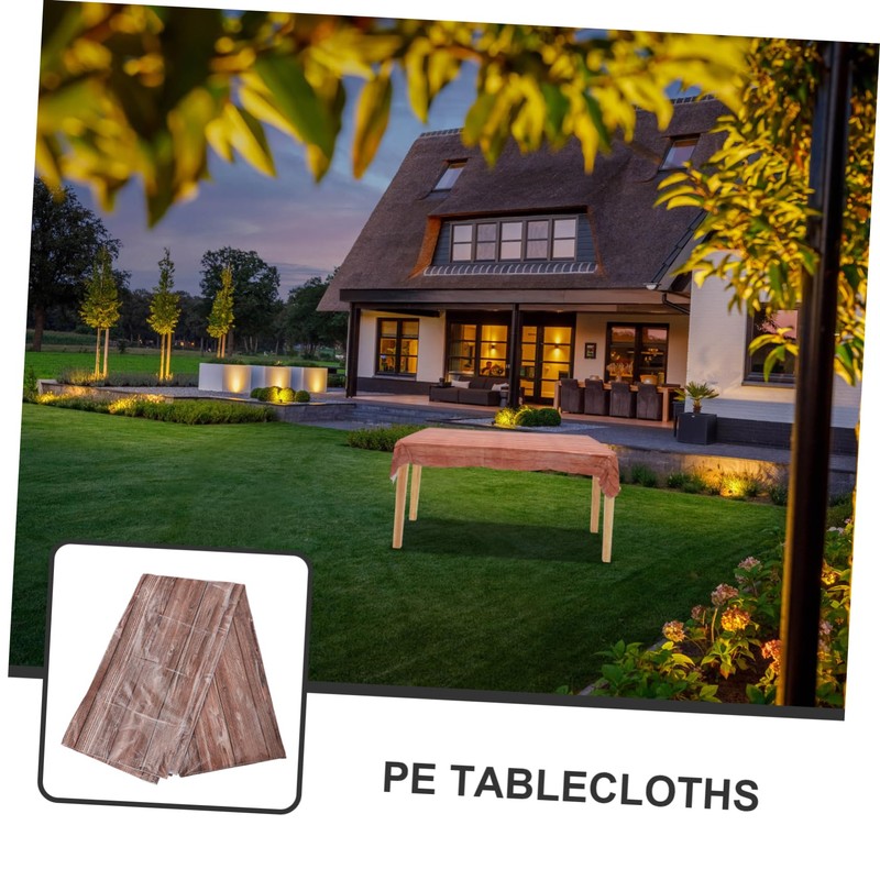 LABRIMP 4pcs Natural Wood Grain Tablecloth Dining Table Cover Vintage