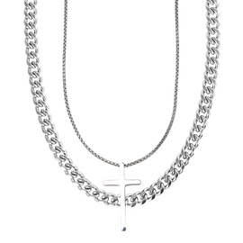 GOZINA Men's Necklaces, Mens Chain, Cuban Chain, Silver Chain Mens, Send Black High-end Gift Box Holiday Birthday Gifts for Boyfriends (GOZINA003, Retro, 30, GOZINA002)