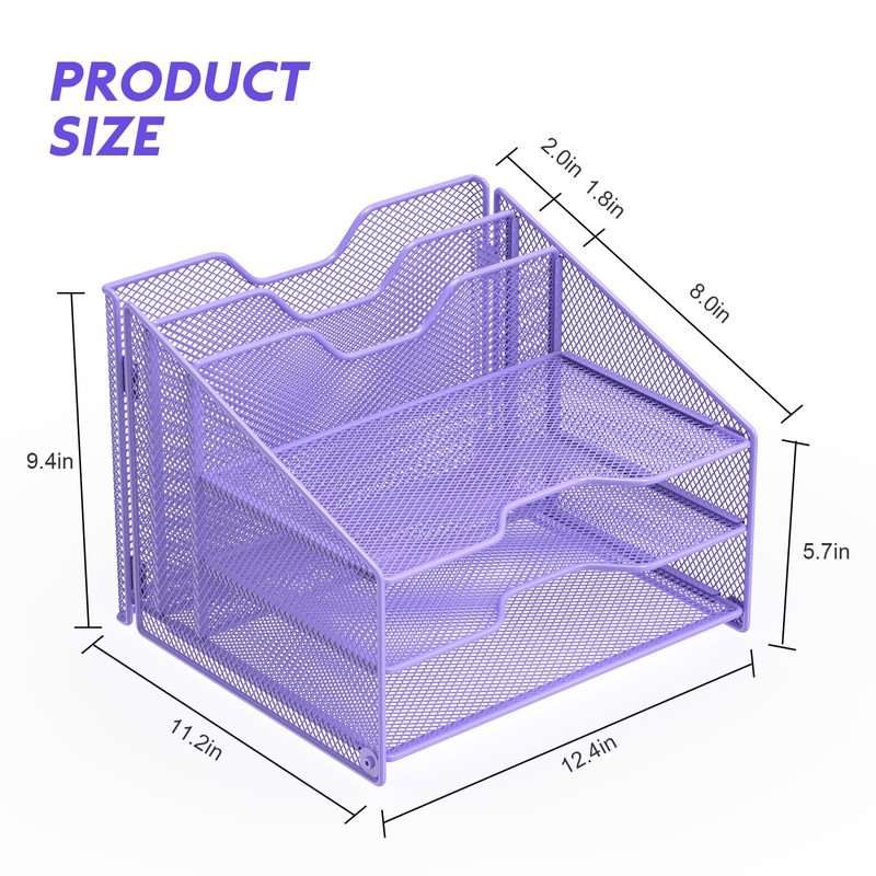 Samstar Purple Desk File Organizer, Mesh Letter File Folder Holder