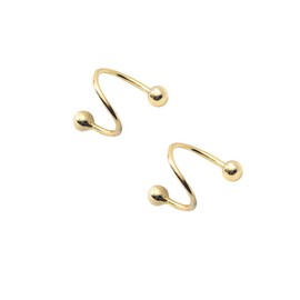 Cinlan S925 Sterling Silver Minimalist Earrings Cartilage Ear Piercing Wrap Earring Studs For Women (Gold-1)