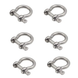 6Pcs M5 Stainless Steel D Ring Shackle 3/16 5mm Heavy Duty Bow Shackle with Screw Pin Road Shackles Anchor Shackle Load Clamp for Chain Wire Rope Lifting Outdoor Camping Bracelets