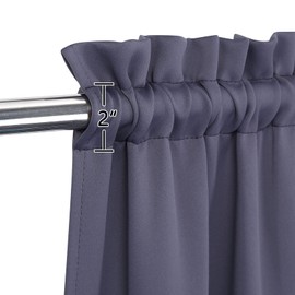 LinTimes Valance Kitchen Curtains,52 x 15 inch Long,Dark Grey,Rod Pocket Short Blackout Curtain for Small Windows,Thermal Window Treatment and Room Darkening Cafe Curtain
