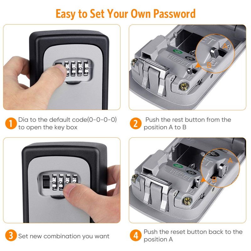 Key Lock Box Wall Mounted, Fayleeko 4 Digit Combination Lockbox