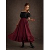Renaissance Skirt Women Ren Faire Medieval A Line Ruffle Wine