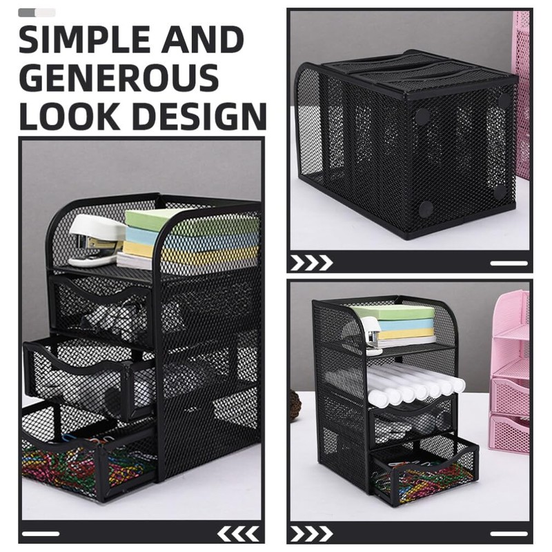 Operitacx Desk Organizer Drawer Storage Holder Mesh File Organizer for