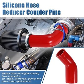 X AUTOHAUX X AUTOHAUX 45 Degree 2.0 Inch to 2.5 Inch ID 4Ply Car Elbow Reducer Silicone Hose Coupler Intercooler Tube Intake Piping Red 51-63mm