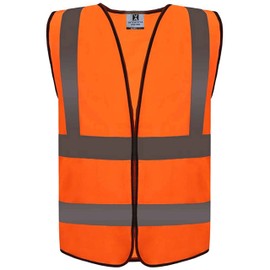 Gemx High Visibility Vest with Velcro Fastening Closure ‒ Hi Vis Vests with 4 Reflective Strips ‒ Unisex High Vis Jackets for Construction Workers, Surveyors, Security Guards & Other Outdoor Safety