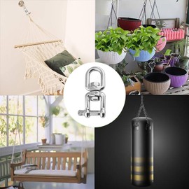 SAIJIAN Pack of 6 Swivel Shackles M6 Swivel Stainless Steel 304 Swivel 360 Degree Rotating Ring Rope Chain Swivel Stainless Steel Hanging Swivel Lifting Hook