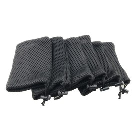 ZCZQC 6pcs Cell Phone Nylon Mesh Drawstring Pouch Bags Black Mesh Mobile Phone Data Cable Charger Storage Pouch Bag Portable Organizer