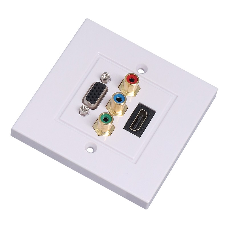 VGA+High Definition Multimedia Interface 3RCA Wall Plate Panel Socket for