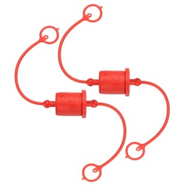 PATIKIL 1" ISO-A Hydraulic Coupler Male Dust Cap and Female Plug Cover, Set of 2 Rubber Quick Disconnects Port Plug Cover Fittings Red Cap with Retention Ring