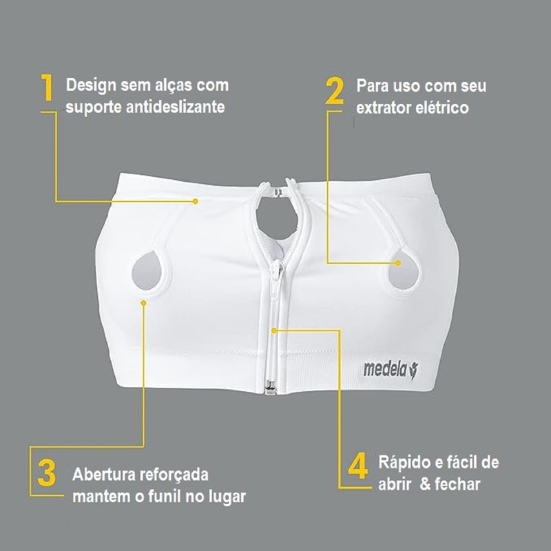 Medela Easy Expression Bustier, Hands-Free Pumping Bra, White, Small