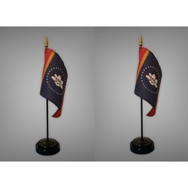 2 Mississippi State Desk Flags American Made Rayon 4x6 inch Miniature Table Flag Set Includes 2 Stands and 2 State Small Mini Stick Flags