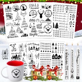 Rub on Stickers, Pack of 6 Rub On Stickers Christmas, Rub On Sticker Keraflott, Rub Ons Christmas, DIY Decoration Rub On Foil Sticker for Furniture Windows Glass Cups (A)