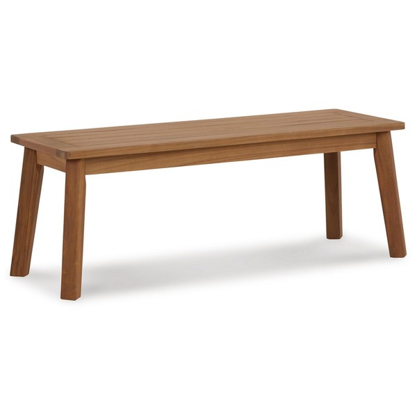 Benjara BM296581 47 in. Natural Acacia Wood Rectangular Bench Brown