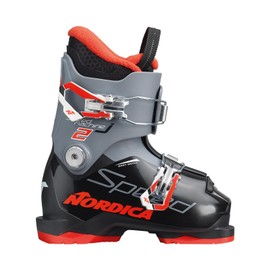 Nordica Junior Speedmachine J2 Ski Boots | Durable Comfortable Warm Downhill Ski Boots with 2 Buckles & Weight Adjuster, Black/Anthracite/Red, Size: 19.5