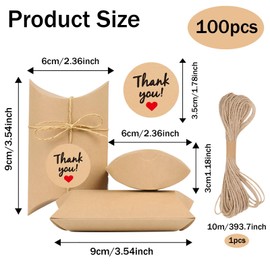 GTDOOCE Pack of 100 Cushion Boxes, Kraft Paper Gift Boxes, Mini Boxes for Wedding, Birthday, Party