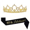Mayin Happy 89th Birthday Tiara and Sash Gifts Crystal Rhinestone