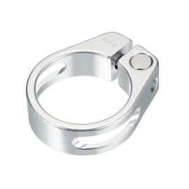 PATIKIL 34.9mm Cycles Bike Seat Post Clamp, Aluminum Alloy Seat Tube Clip Bike Quick Release Clamp for Mountain Bike Road Bike Gear Track Bike Folding Bike Silver