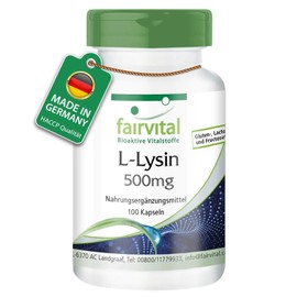 L-Lysine Hochdosiert 500mg (100 Capsules – Vegetarian – Pure L-Lysine Hydro Chloride) – Vegan – Substance