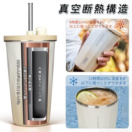 TYESO Tumbler with Straw, Stainless Steel with Lid, Wide Mouth, Coffee Vacuum Insulated, Home Office, Outdoor, Multicolor, Heat Retention, Cold Retention, Lid Included, 20.3 fl oz (600 ml), Large Capacity, Girls, Boys