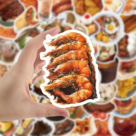 Realistic Gourmet Water Bottle Stickers for Kids,60 PCS Food Stickers Pack for Laptop Phone Skateboard Bicycle Bumper Suitcase Luggage Car Guitar,Waterproof Aesthetic Vinyl Stickers for Teens Girls