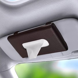 Lecctso Car Tissue Holder, Car Napkin Holder, Premium PU Leather Car Kleenex Holder with Tissue Refill, Convenient Access Tissues Sun Visor Tissue Box Car Accessories Universal for Most Car (Brown)