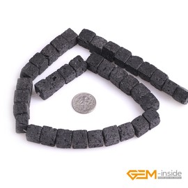 GEM-Inside Black Lava Rock Gemstone Loose Natural 10mm Spacer Beads Energy Stone Power for Jewelry Making 15''