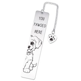 Dog Bookmark, Cute Funny Book Marks Gifts You Pawsed Here Stainless Steel Bookmark for Reading Women Men Book Lovers