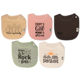 Baby Bibs - 100% Cotton Extra Thick Three Layers Feeding Bibs Soft and Super Absorbent Baby Dribble Bibs for Newborn, Toddlers with 3 Adjustable Snap Buttons - 0 - 36 Months - 5 Pack (Baby Girl)